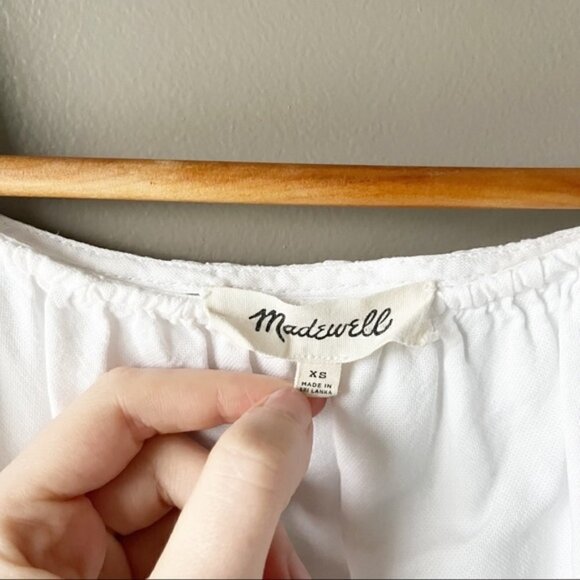 𝅺MADEWELL | White Cotton Cold Shoulder Top With Ties Size XS - Picture 6 of 7